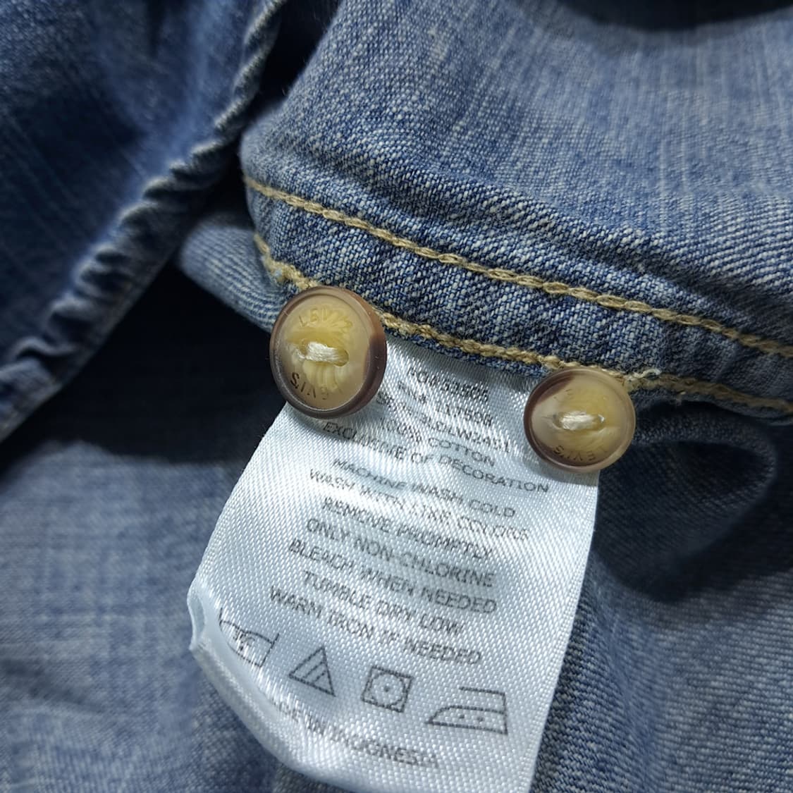 CL510 XL 리바이스 코튼 인디고 워싱 중청 데님셔츠 남방 상품이미지6