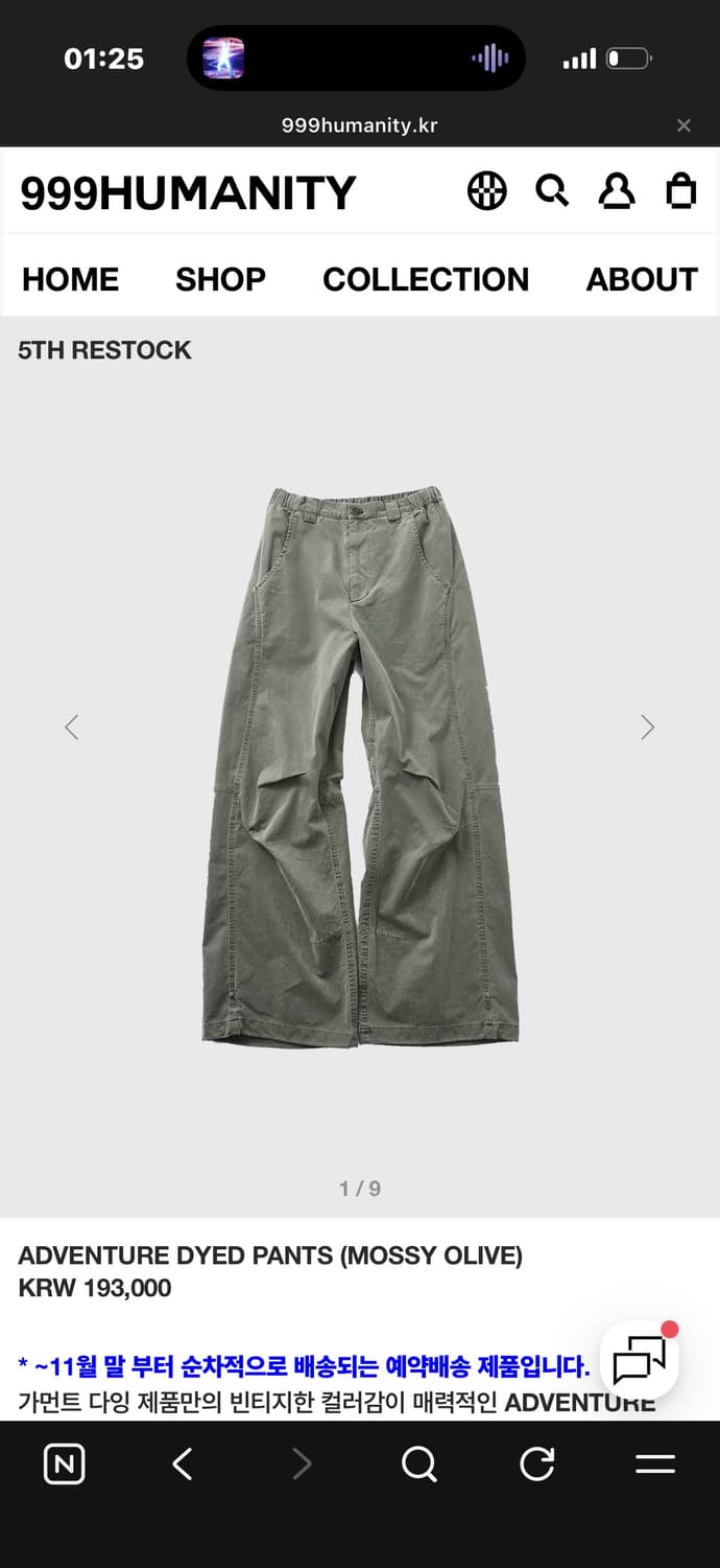 999휴머니티 ADVENTURE DYED PANTS 상품이미지1