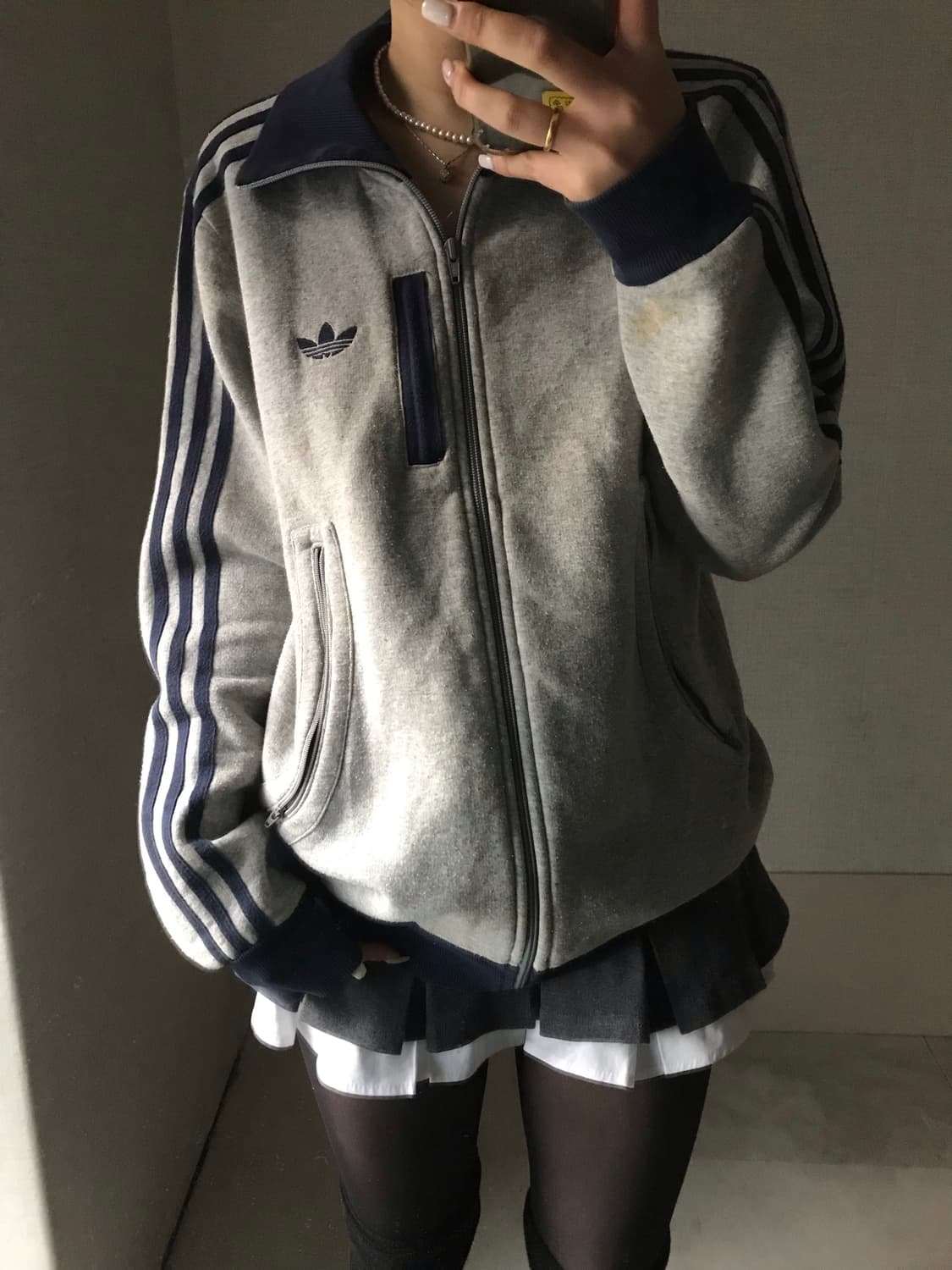 아디다스 그레이 네이비 코튼 파이어버드 집업 상품이미지3