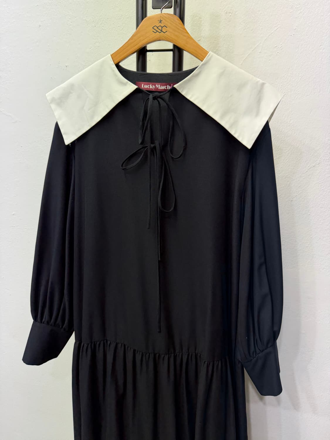 정품) 럭키마르쉐 21ss 카라 넥 리본 롱 원피스 S 상품이미지3