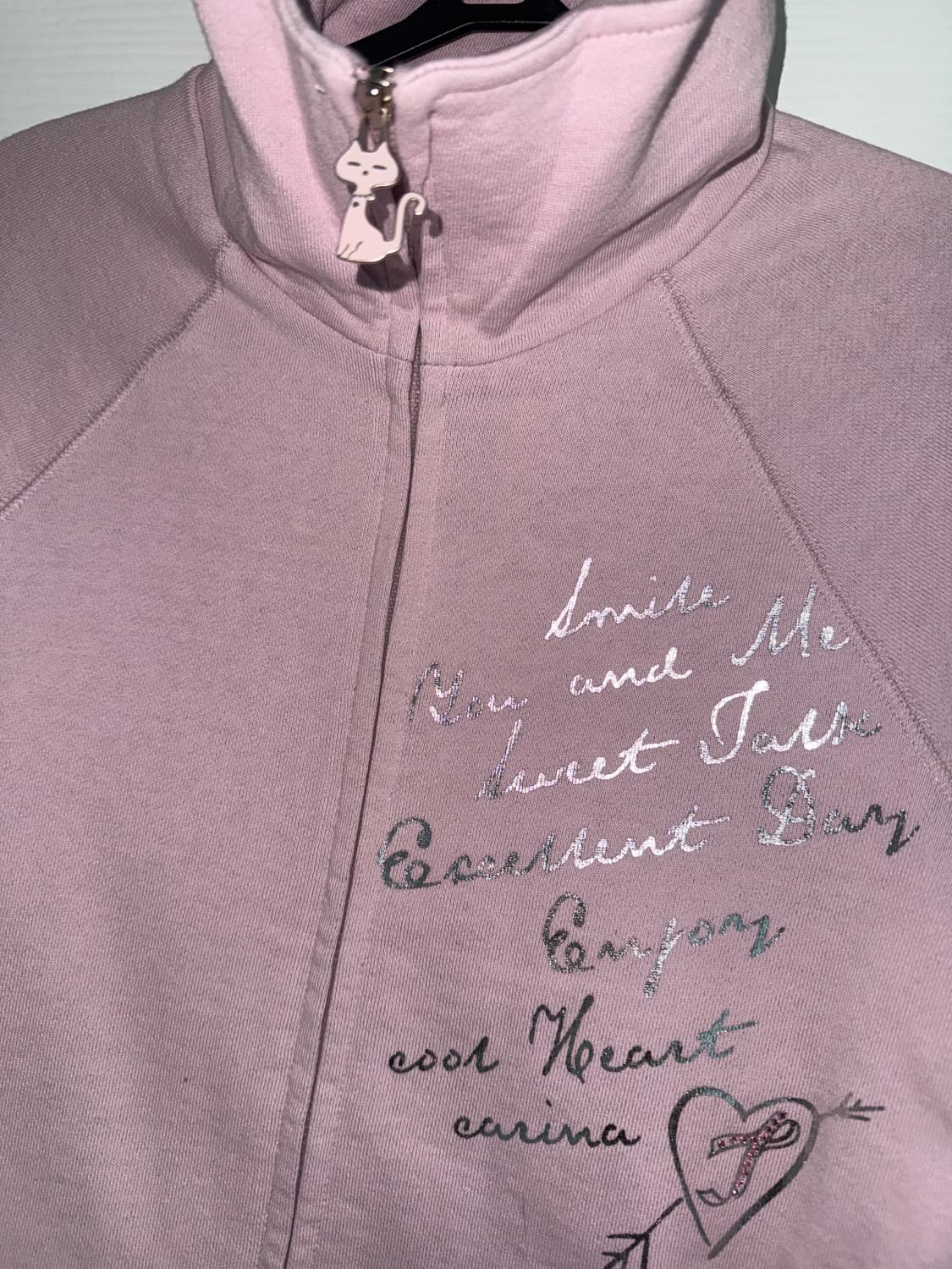 빈티지 핑크 레터링 집업 져지 히메갸루 양산형 스포티 베이비메탈클럽 상품이미지3