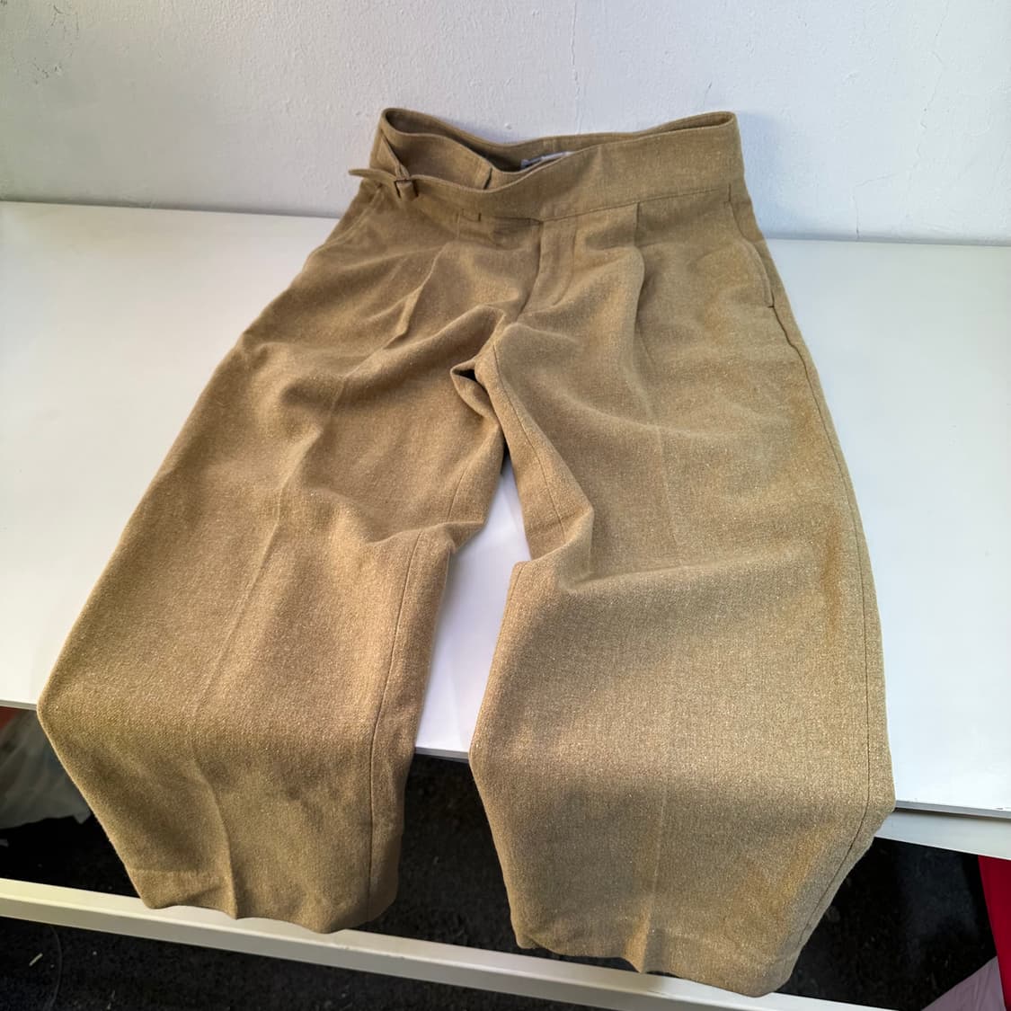 우먼L 유니클로 X 이네스 드 라 프레상쥬 베이지 하이웨스트 원턱 울슬랙 상품이미지4