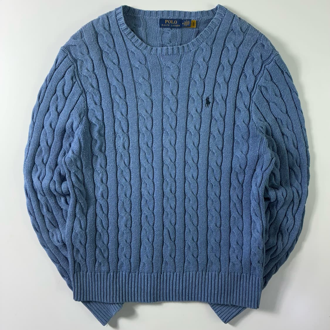 Polo  폴로 랄프로렌 신형 자수 코튼 블루 꽈배기 니트  상품이미지1