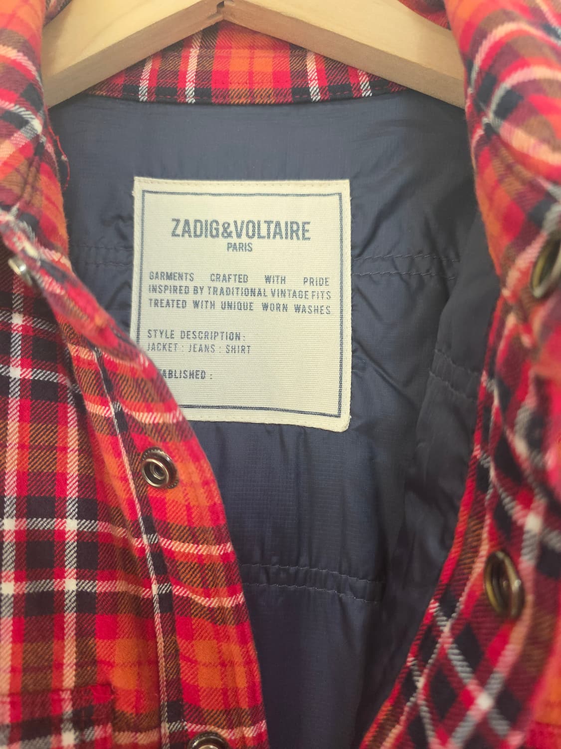 자딕앤볼테르 ZADIG&VOLTAIRE 체크 퀼팅 셔츠자켓 S 간절기 상품이미지5