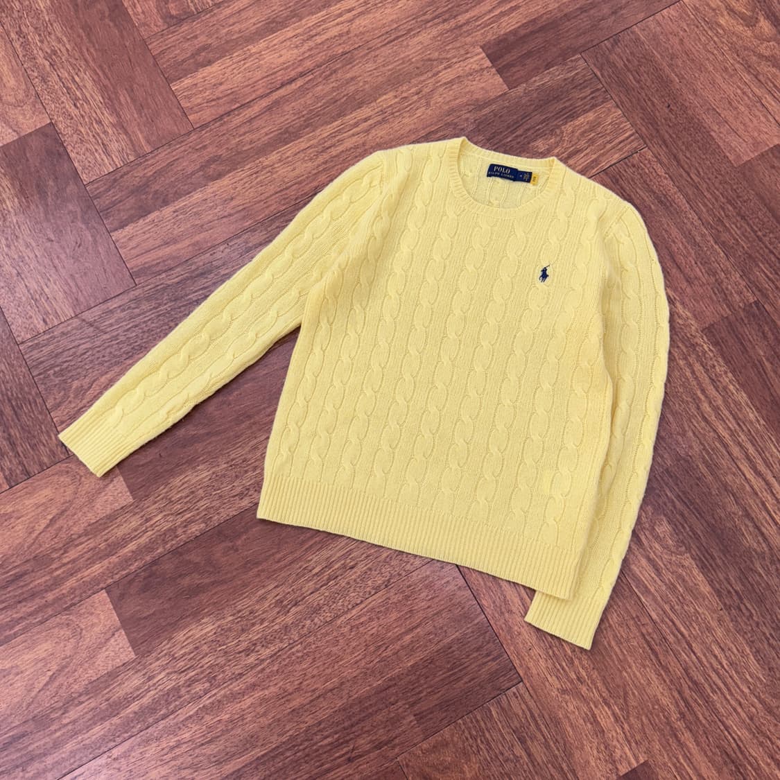 여성용 M(100) 폴로 랄프로렌 옐로우 캐시미어 케이블 라운드 니트  상품이미지2