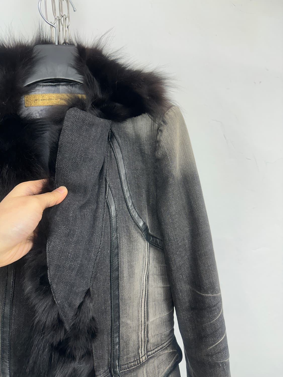 Washed cotton fox fur trimming jacket 상품이미지6