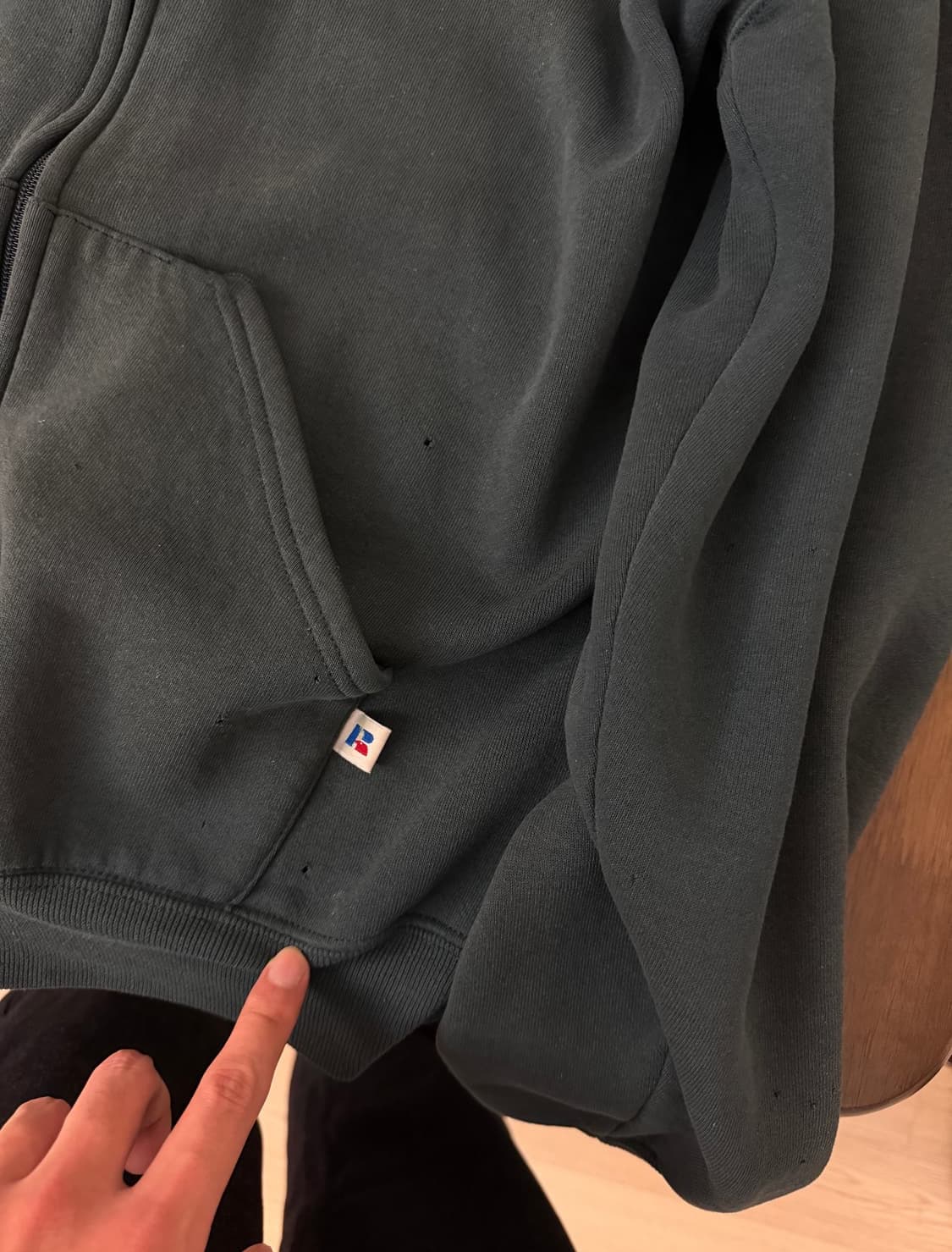 90‘s usa 러셀 후드집업 다크그린 상품이미지5