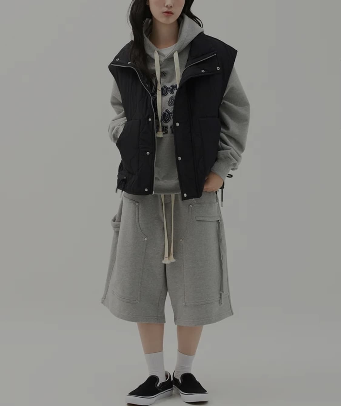 밈더워드로브 드로우스트링 패딩 베스트 Free _ 공용 상품이미지1