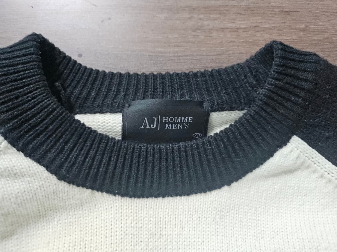 배색 블랙/아이보리 니트 스웨터 L 상품이미지6