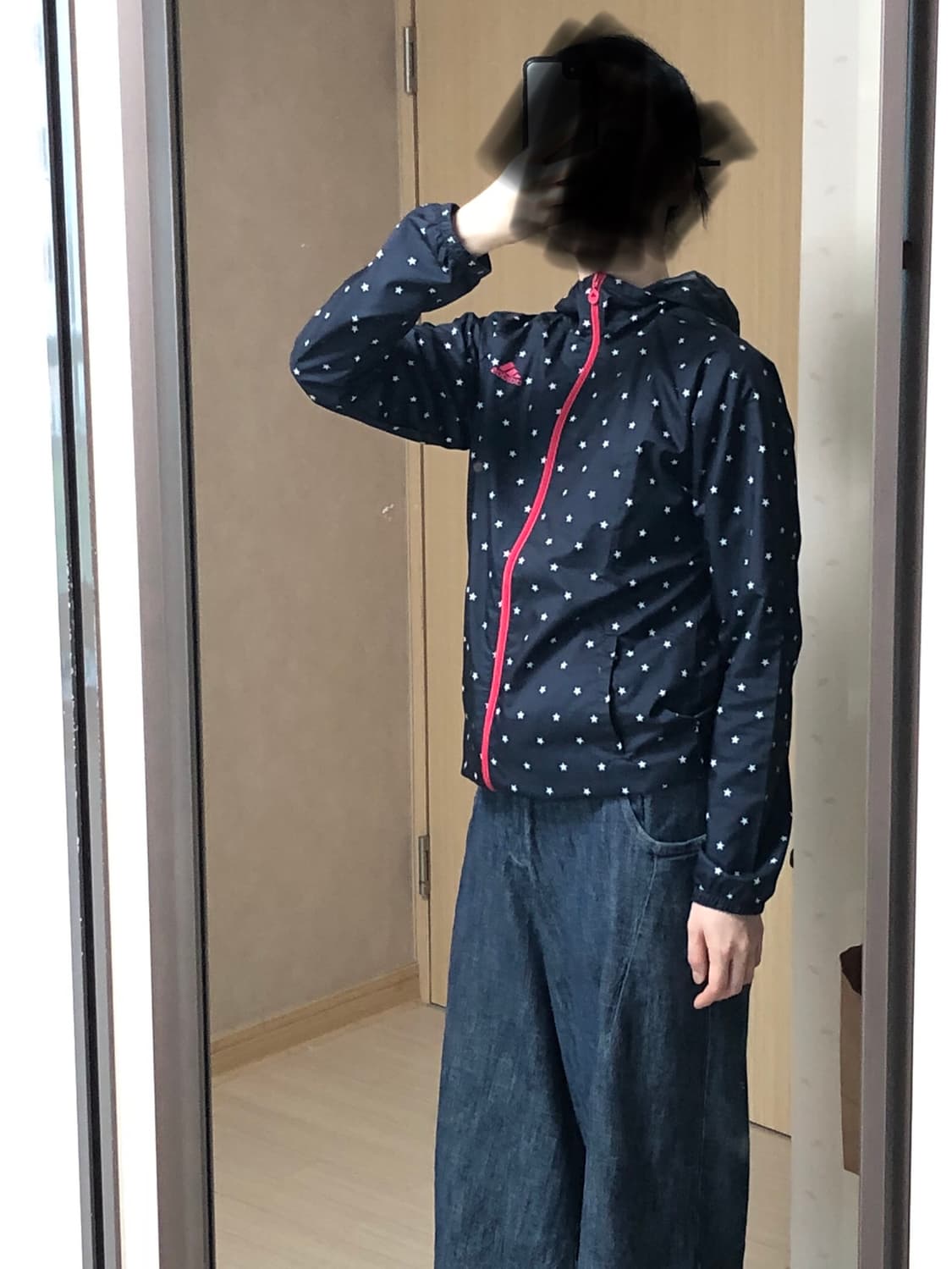 M 네이비 별 아디다스 메쉬 후드집업 바람막이 자켓 상품이미지9