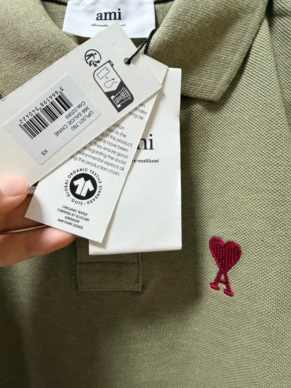 아미 폴로셔츠 세이지 55-66 새상품 상품이미지2