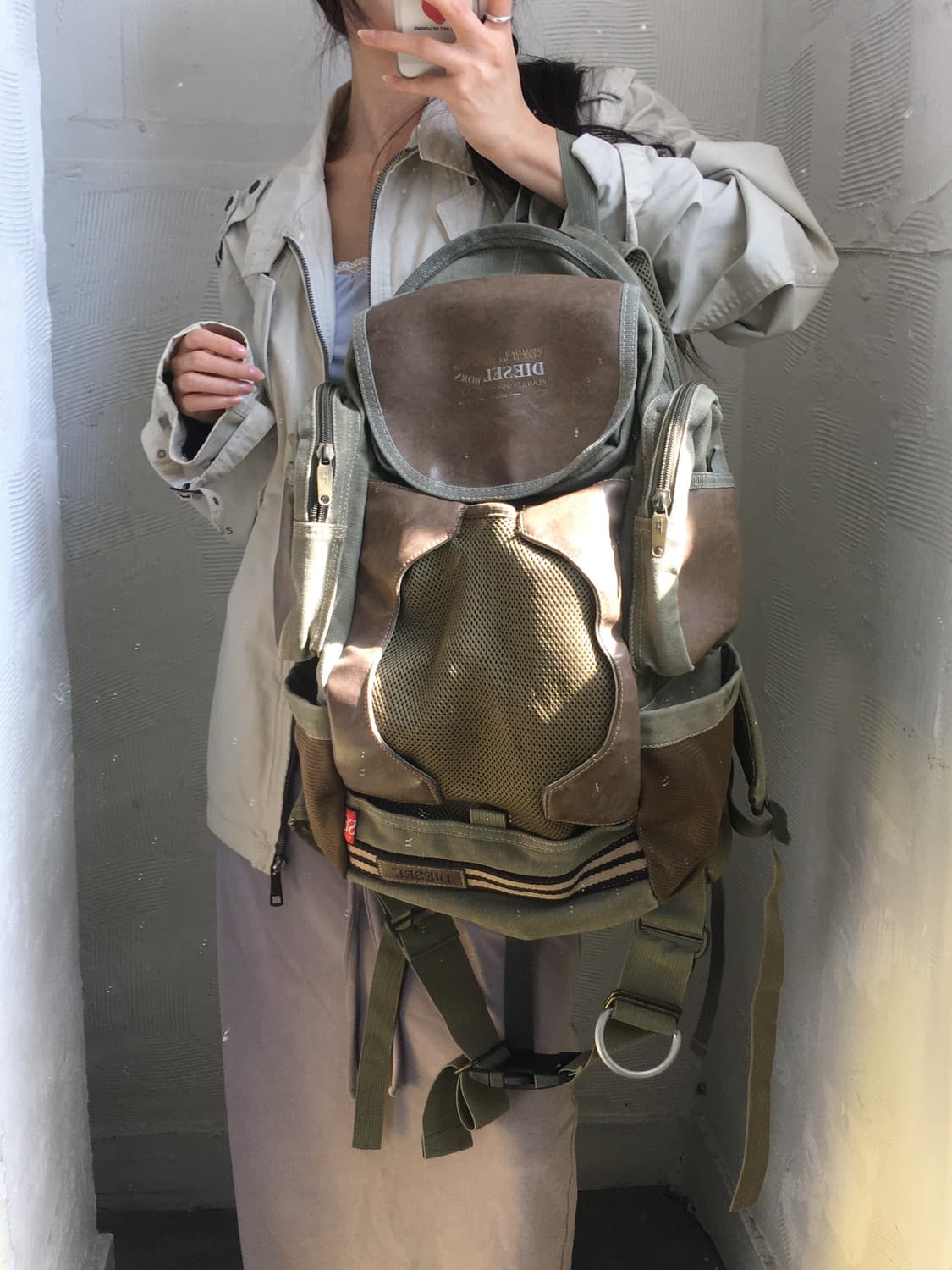 Diesel 디젤 90s 캔버스 레더 밀리터리 백팩  상품이미지2