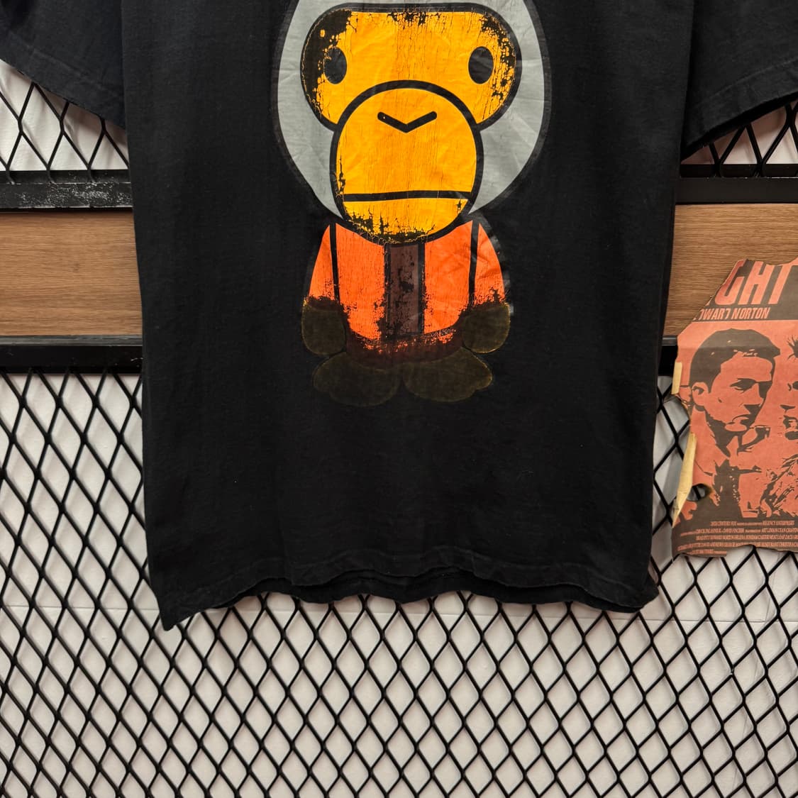 00s 베이프 반팔 티셔츠 전면 사루 프린팅 포인트 블랙 상품이미지4