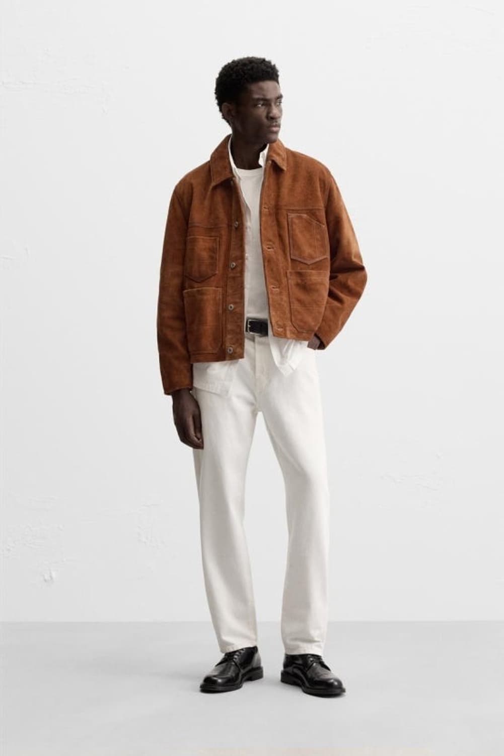 [L] ZARA 스웨이드 포켓 레더 점퍼 자켓 상품이미지1