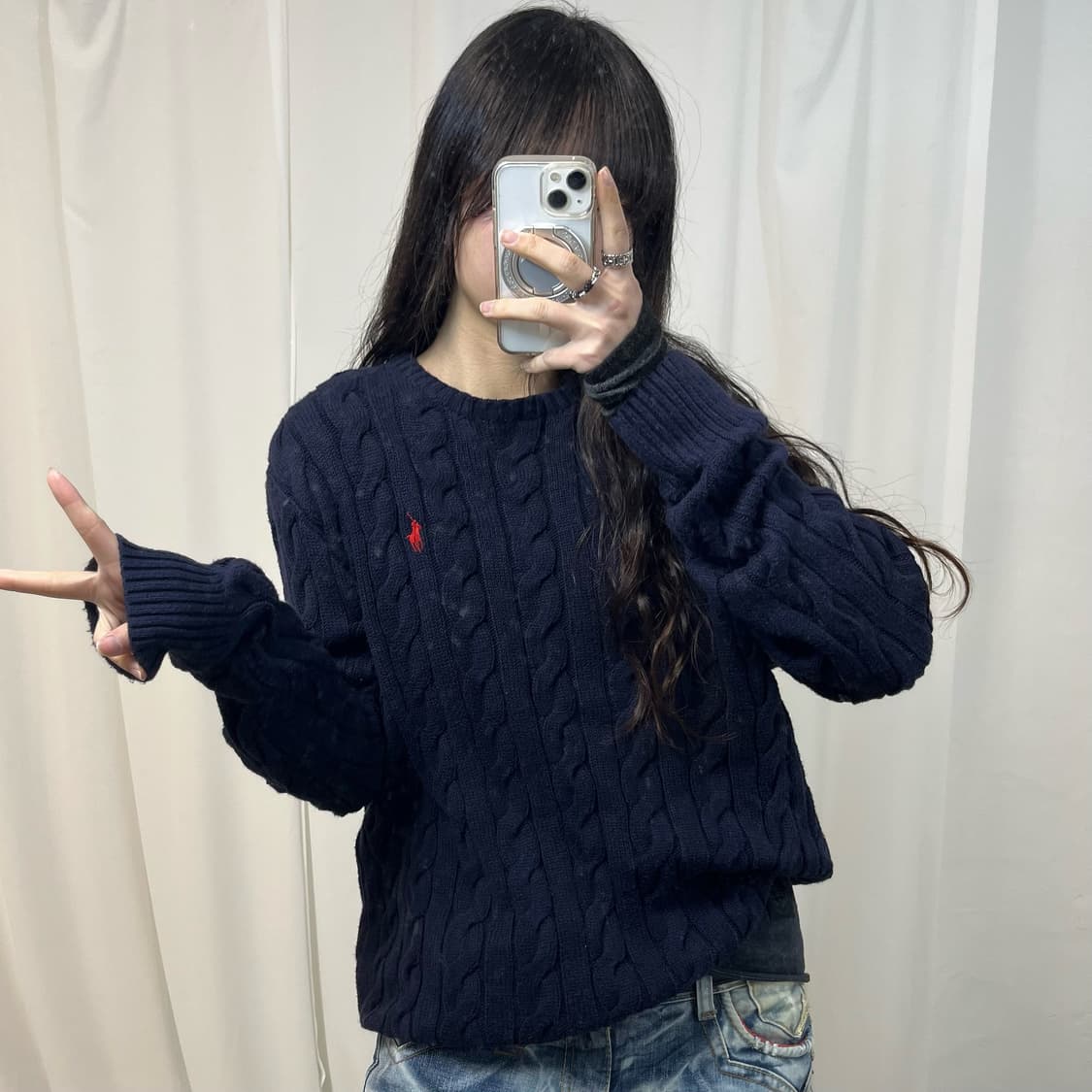 Polo Navy Cable Knit 상품이미지2