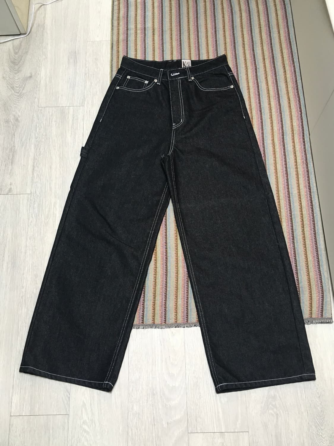 카시코 Embroied Nonfade Denim Pants Black S 상품이미지2
