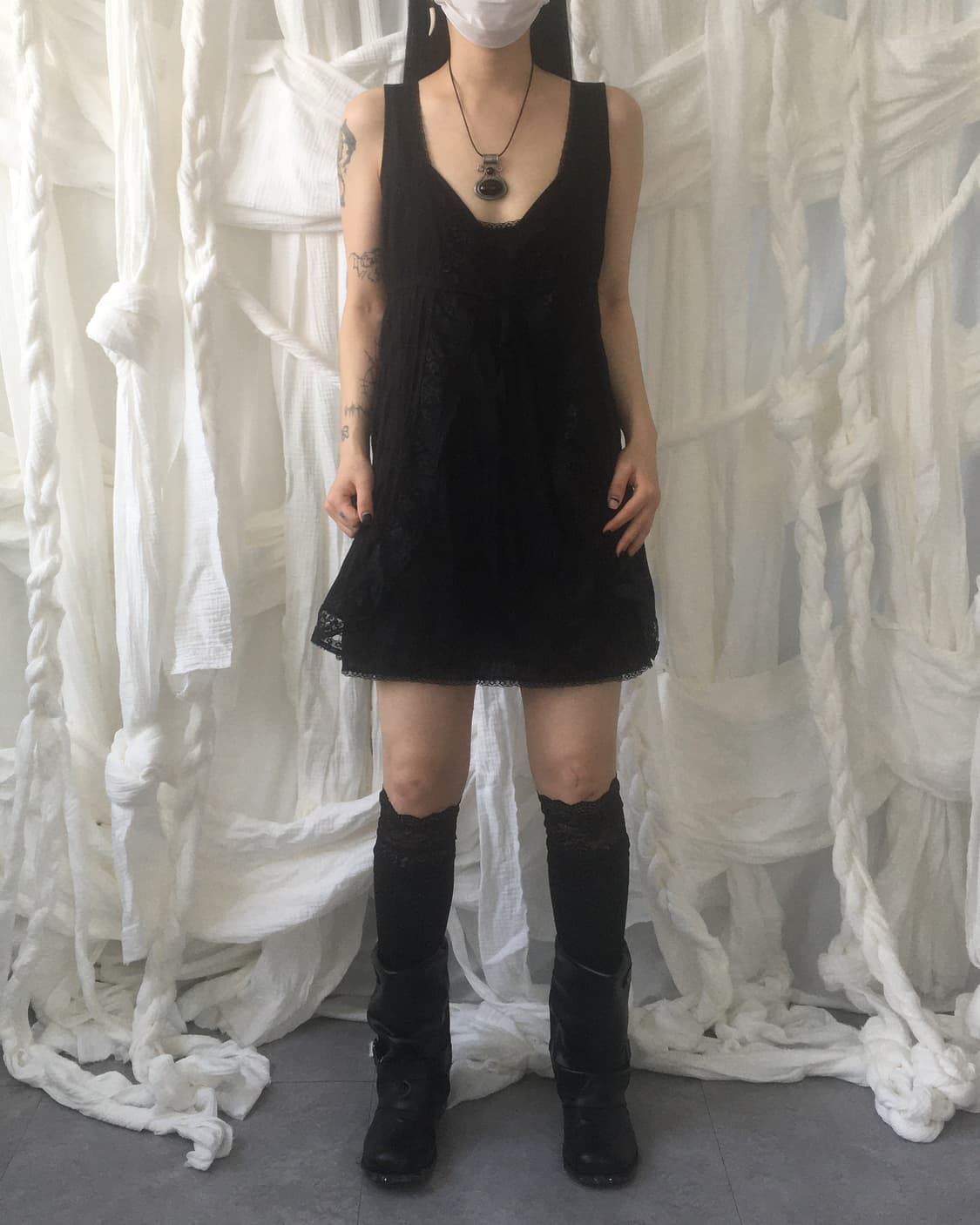 Lace point tied layered sleeveless 상품이미지7