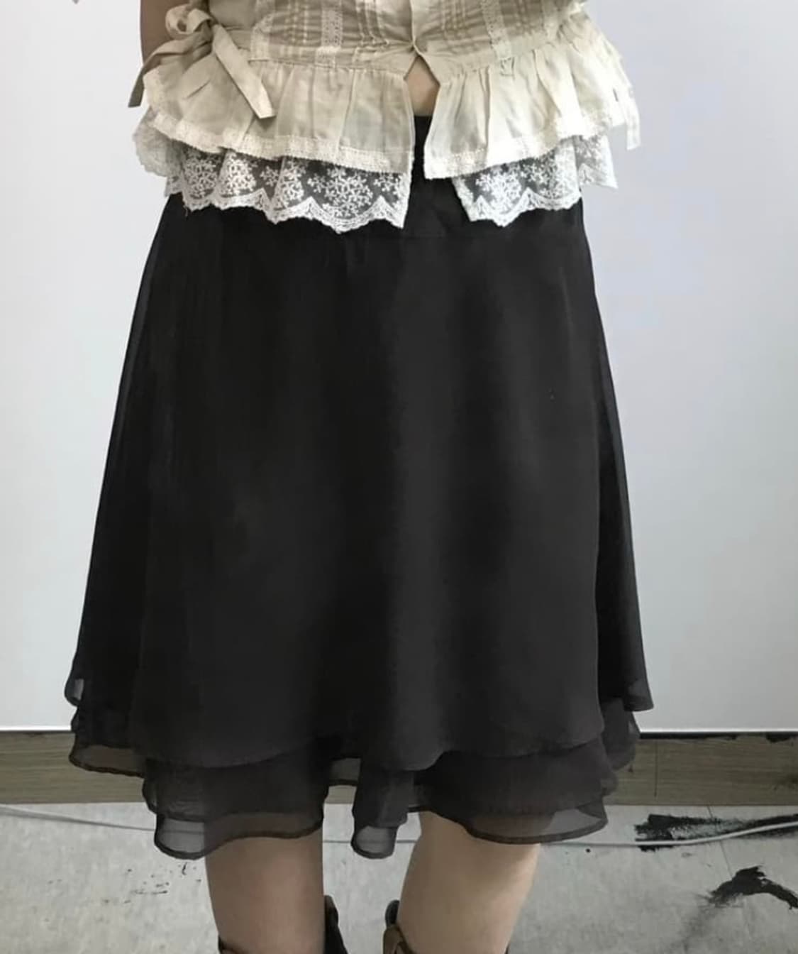 일본 빈티지 미디 스커트 판매 레이어드 상품이미지1