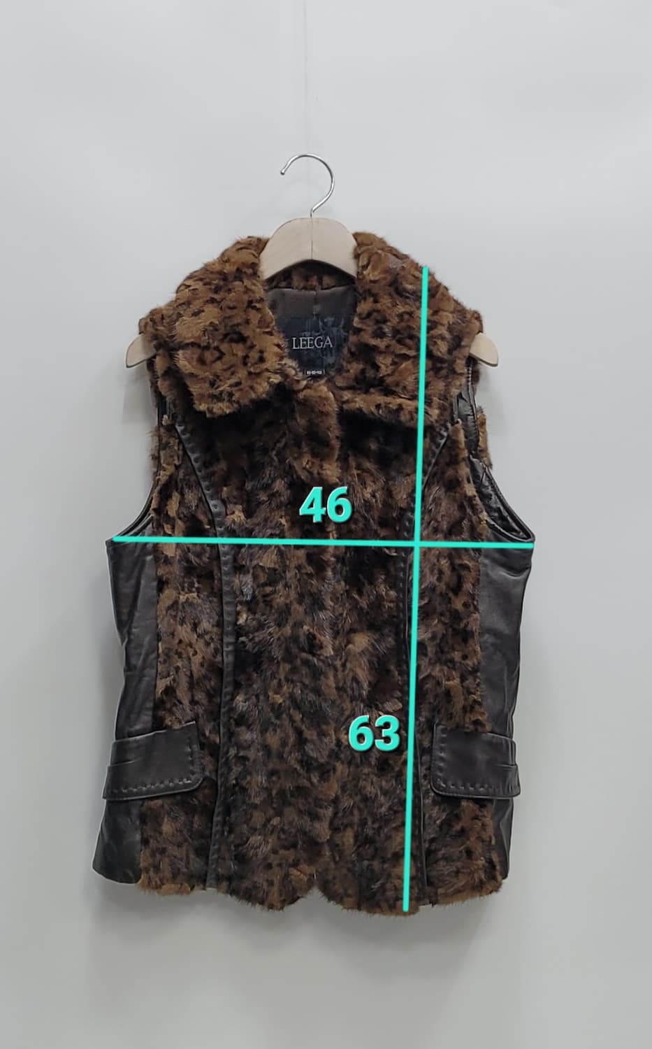 LEEGA 리가 양가죽 레오파드 밍크 베스트 / 여 85 브라운
 상품이미지10