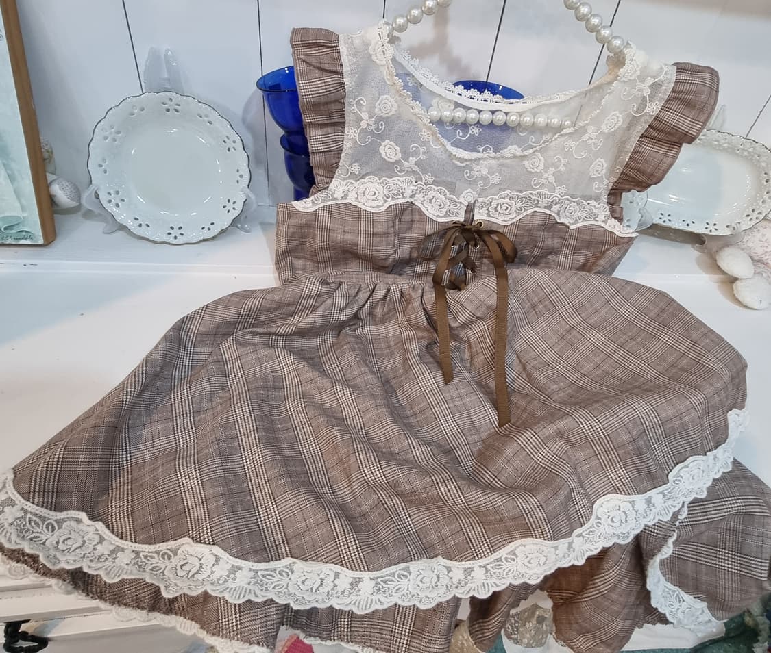 리즈리사 체크 레이스 리본 원피스 상품이미지8