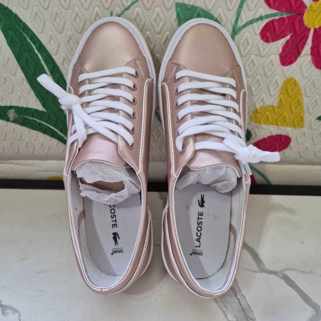 라코스테 핑크 베이지 여성 스니커즈 운동화225 상품이미지7
