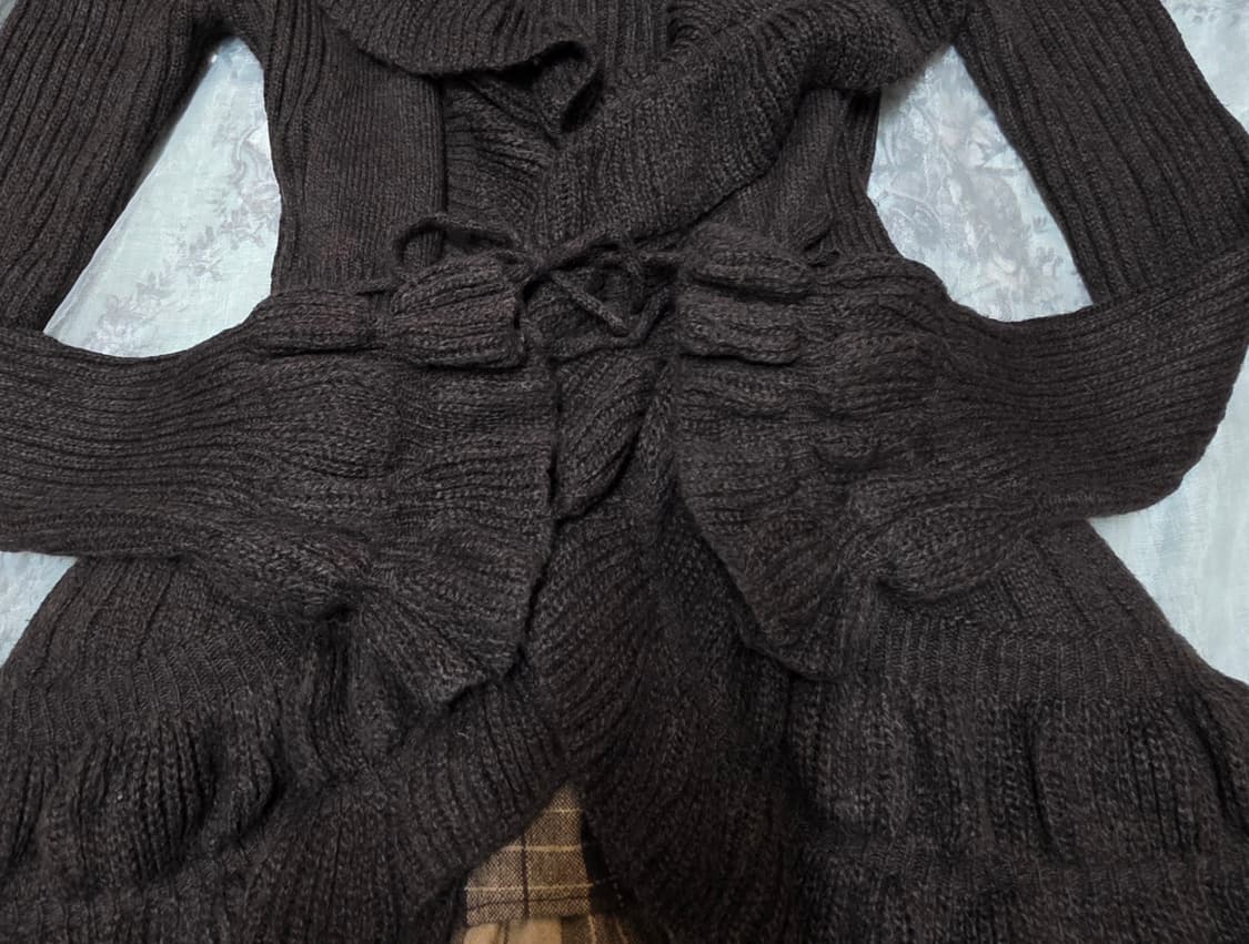 빈티지 초코 라떼갸루 가디건 스커트 세트 트랄라라 엑시즈팜 리즈리사 상품이미지3