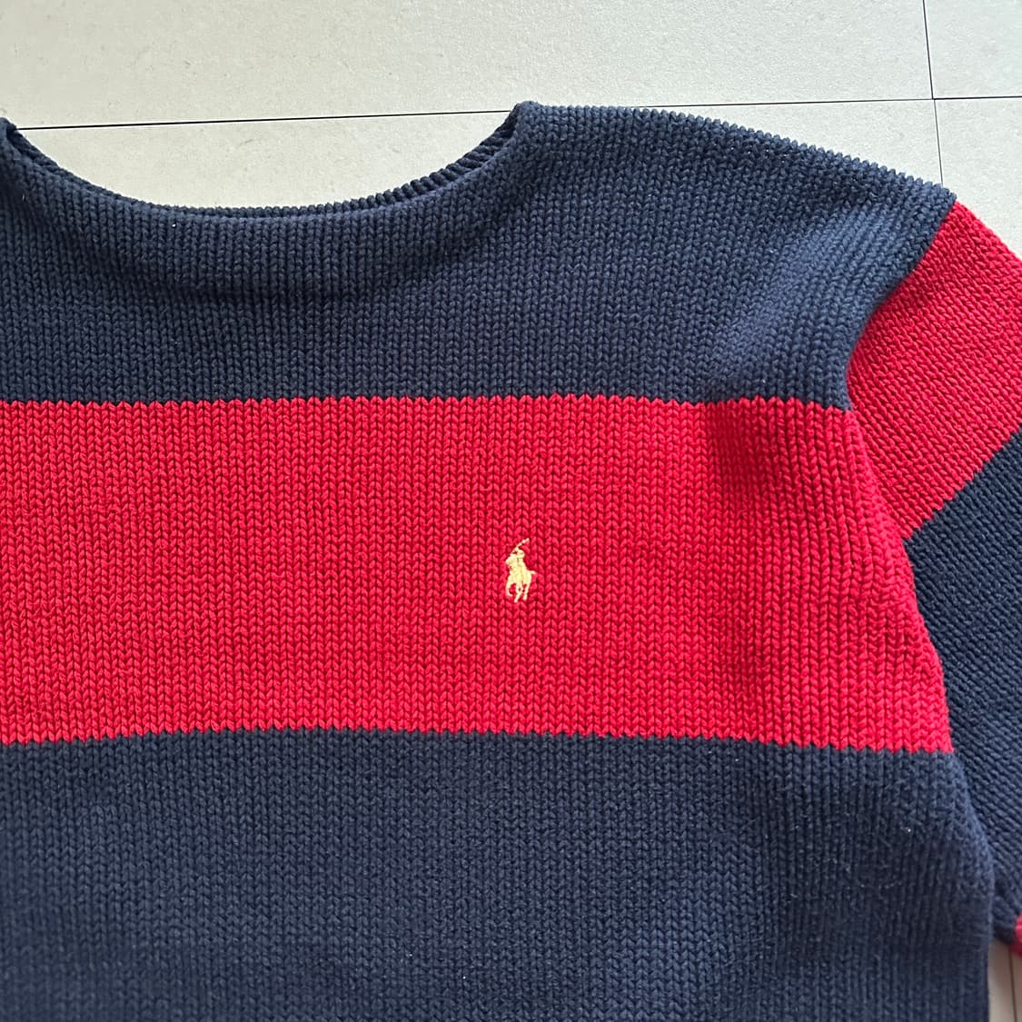 90s 폴로 랄프로렌 스트라이프 코튼 니트 XL 상품이미지2