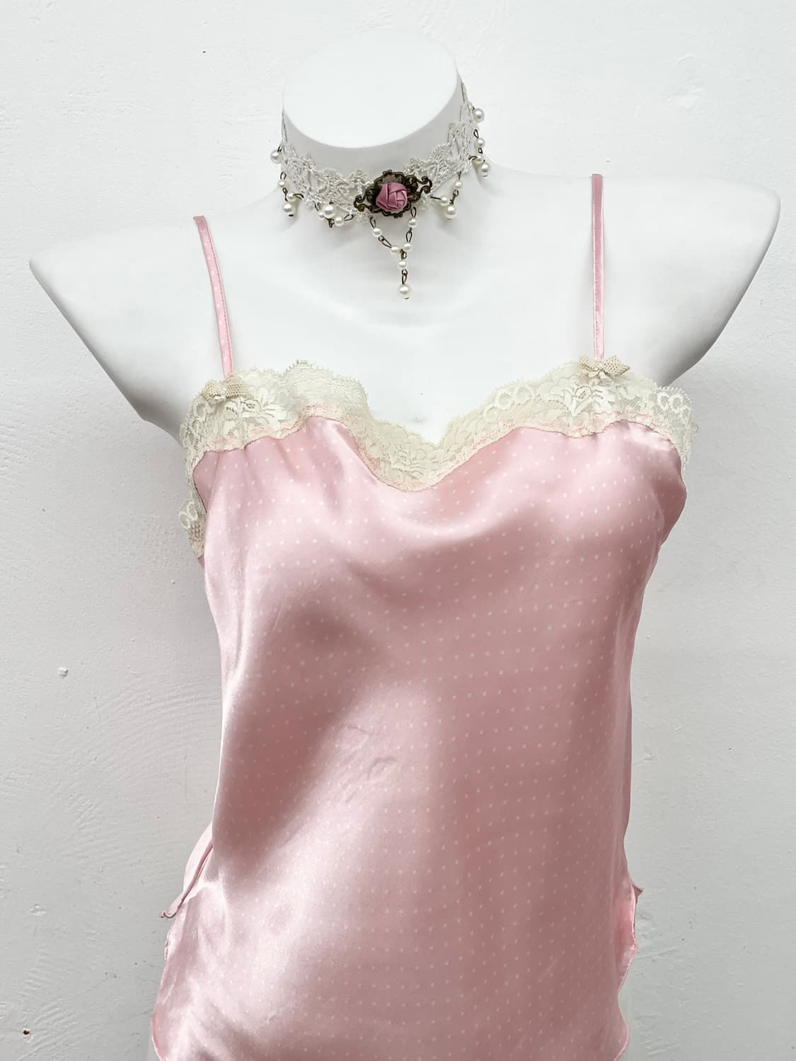 히메갸루 핑크 도트 레이스 슬립 상품이미지2