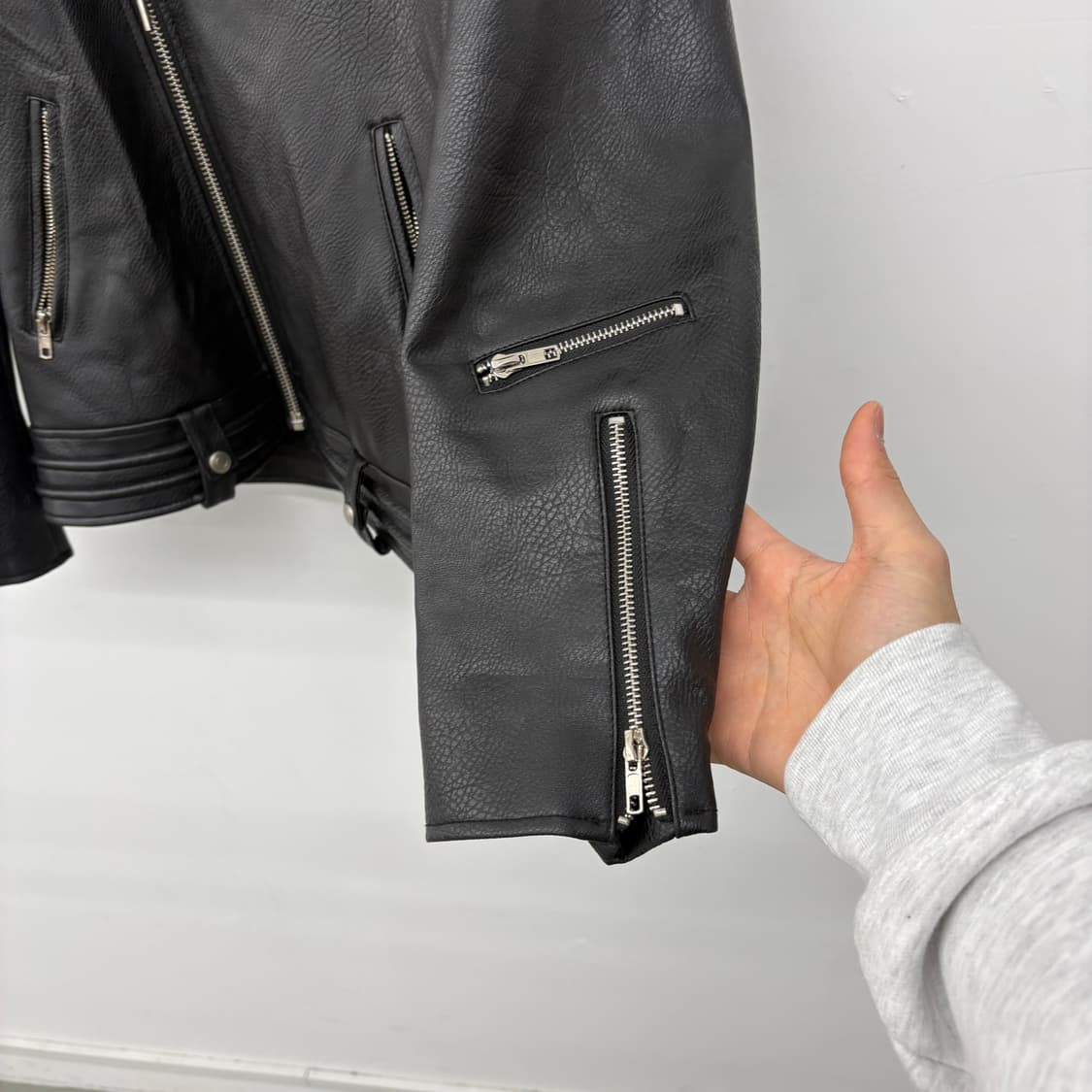 후드 레더 라이더 양가죽 자켓 블랙 남성 L 상품이미지3