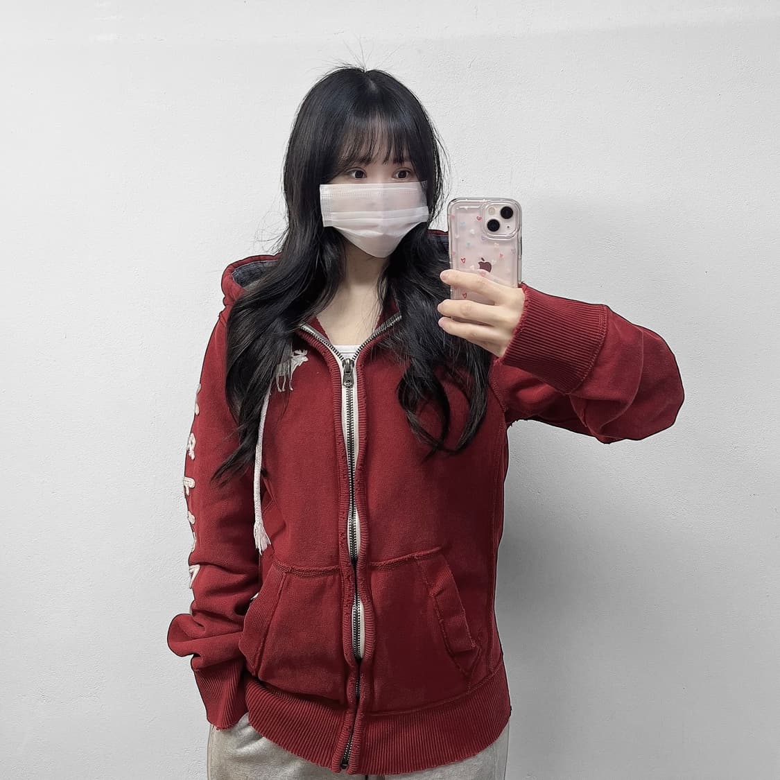 아베크롬비 사이드라인 후드집업 레드버건디 상품이미지1