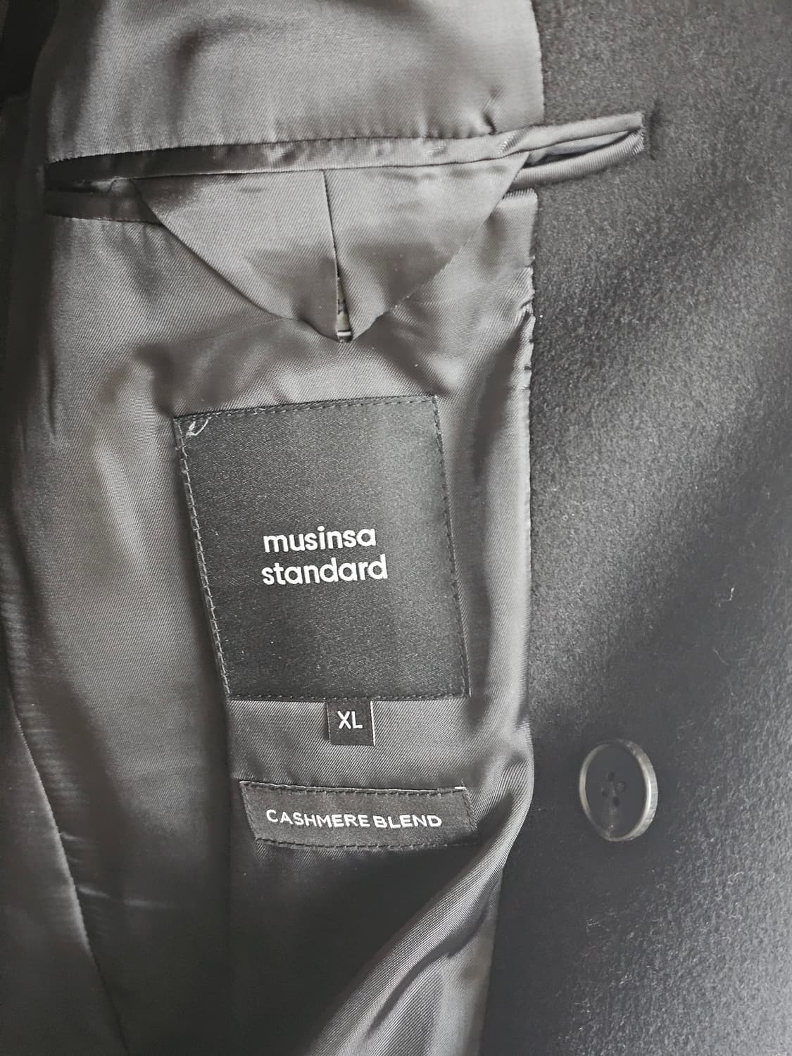 무탠다드 캐시미어 블렌드 대디 숄더 더블 롱 코트 XL 상품이미지5