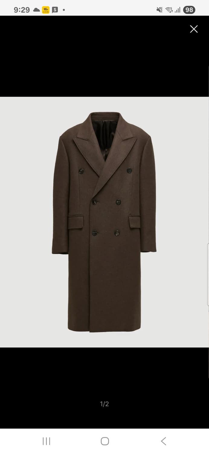 쿠어_로우컷 피크드라벨 코트 (멜란지브라운) s사이즈 상품이미지2