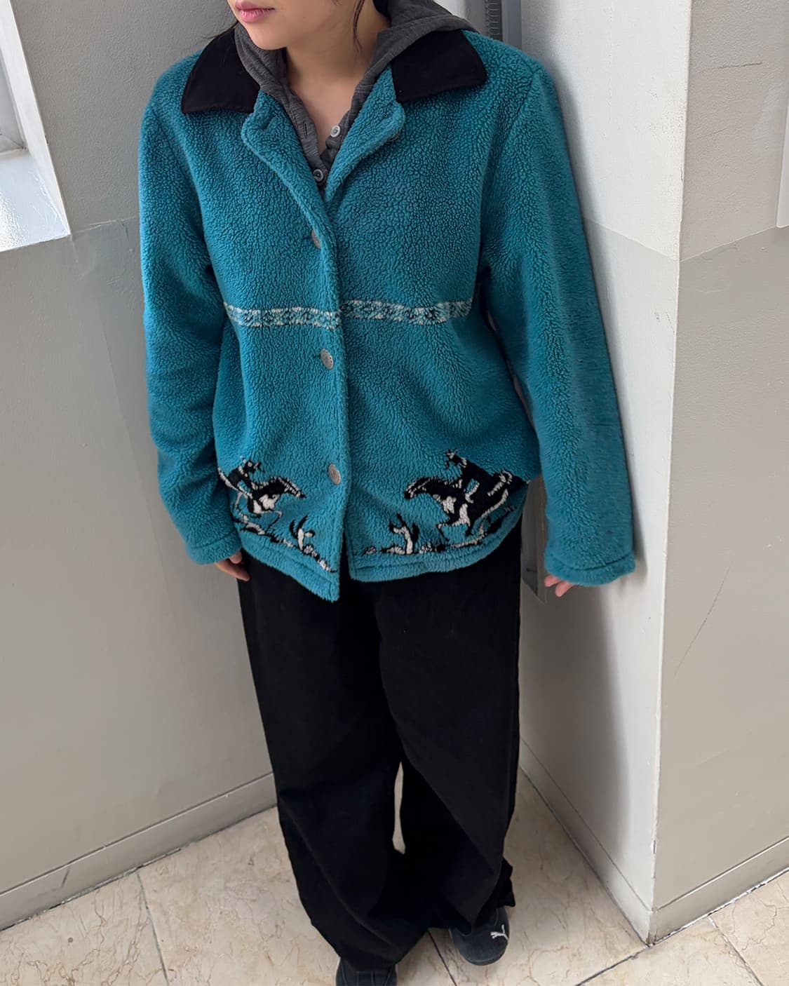 빈티지 카우보이 패턴 플리스 자켓 상품이미지3