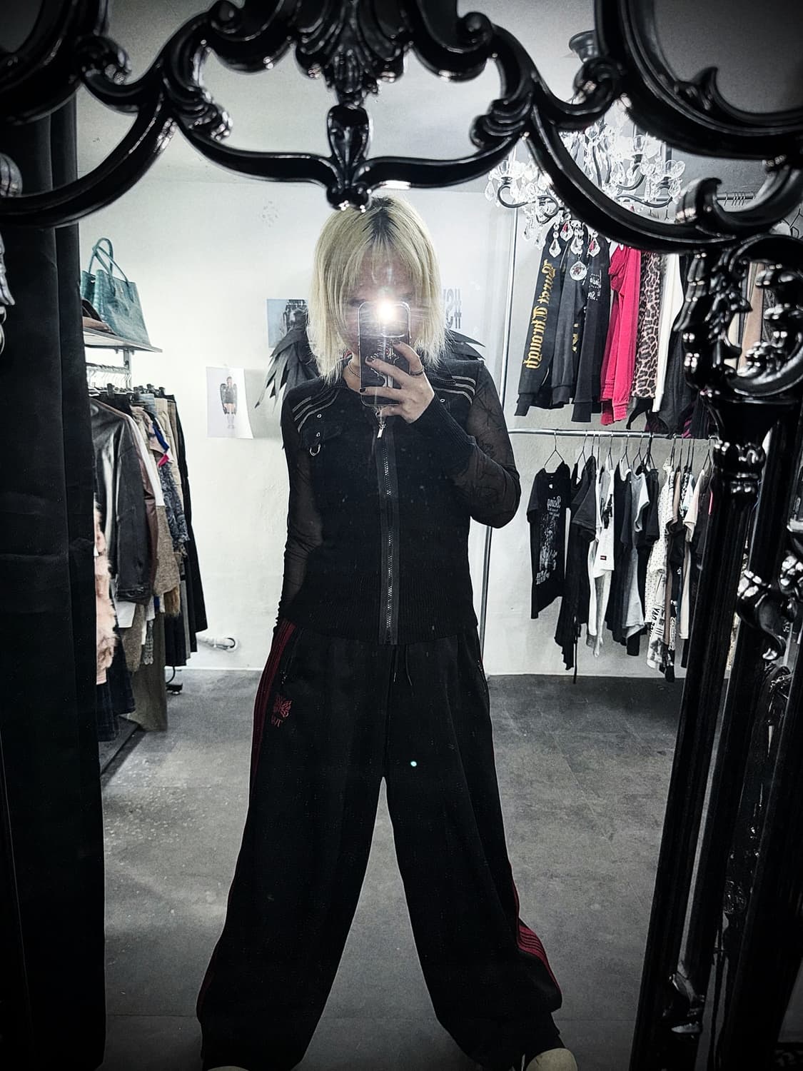 Stitch detailed seethrough zip up 상품이미지2