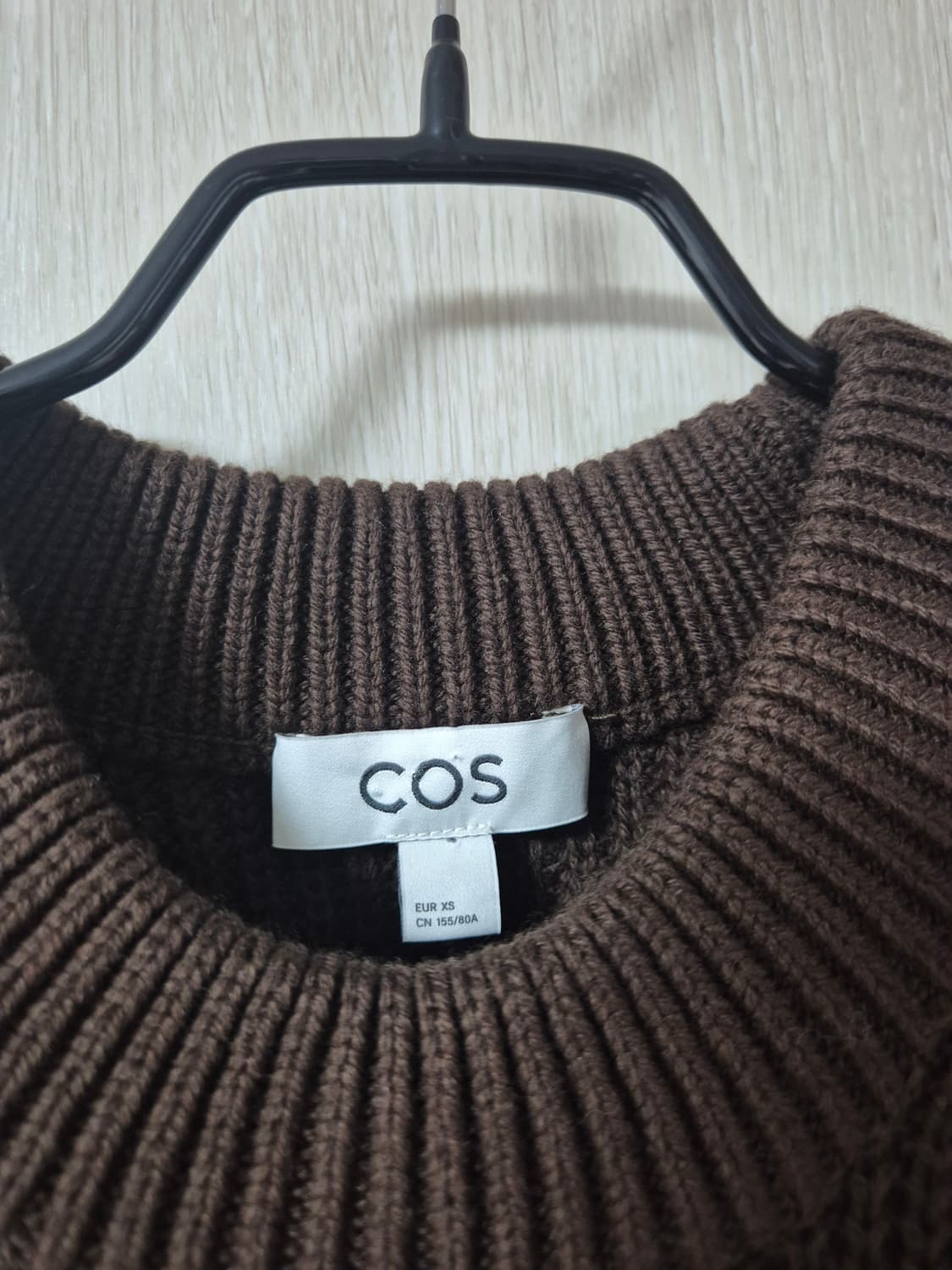 COS 브라운 니트 스웨터 케이블 패턴 울오버 XS 상품이미지4