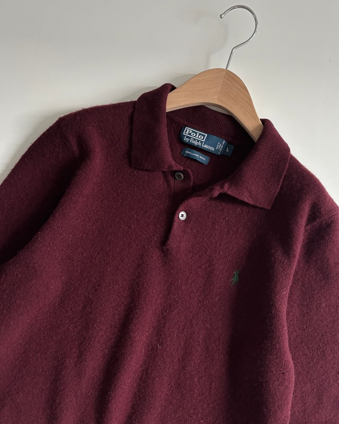 Polo 폴로 랄프로렌 램스울 버건디 카라 니트 상품이미지2