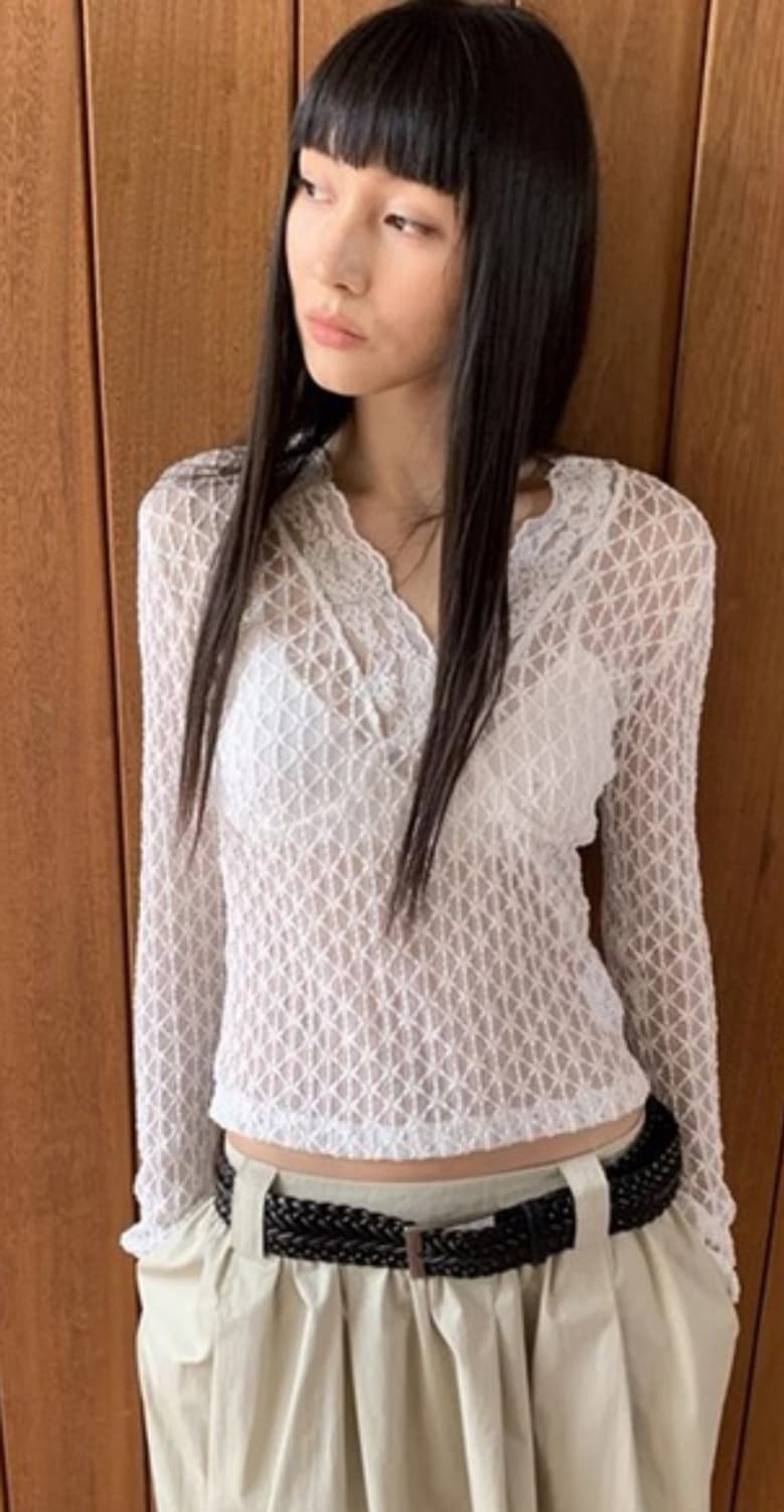 Lonslan (youth kit) 레이스 브이넥 롱 슬리브 상품이미지2