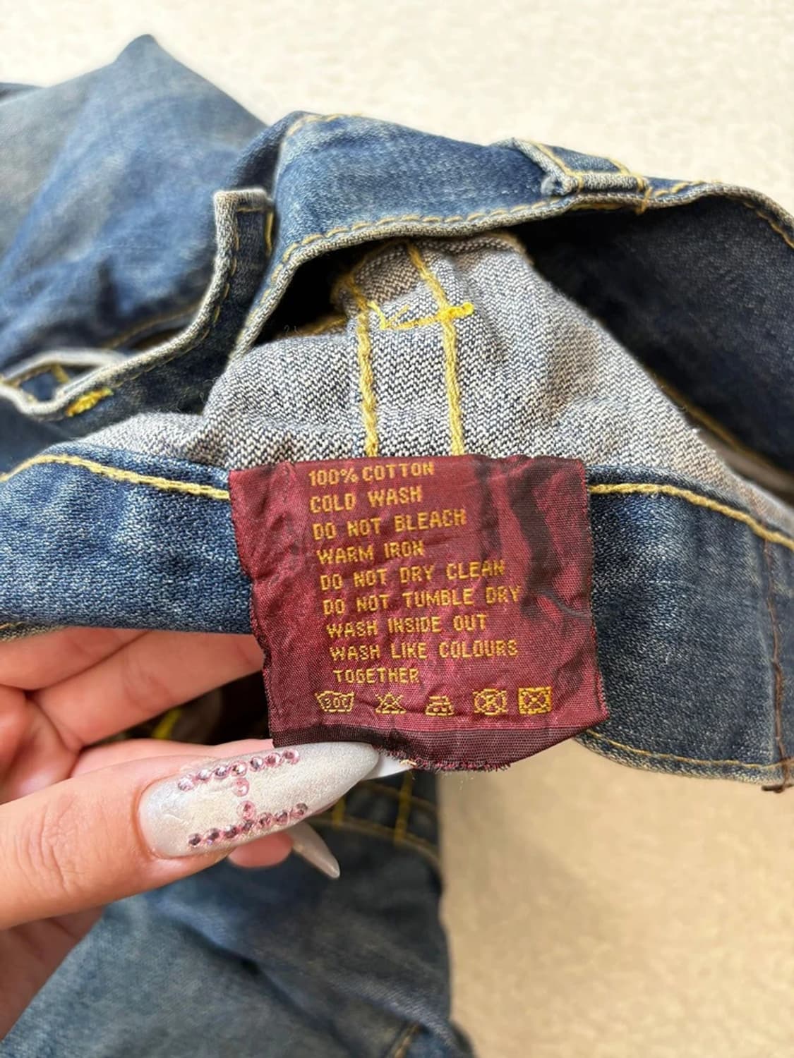 트루릴리젼 00's 백 포켓 스터드 레더 데님 팬츠 PN6067 상품이미지9