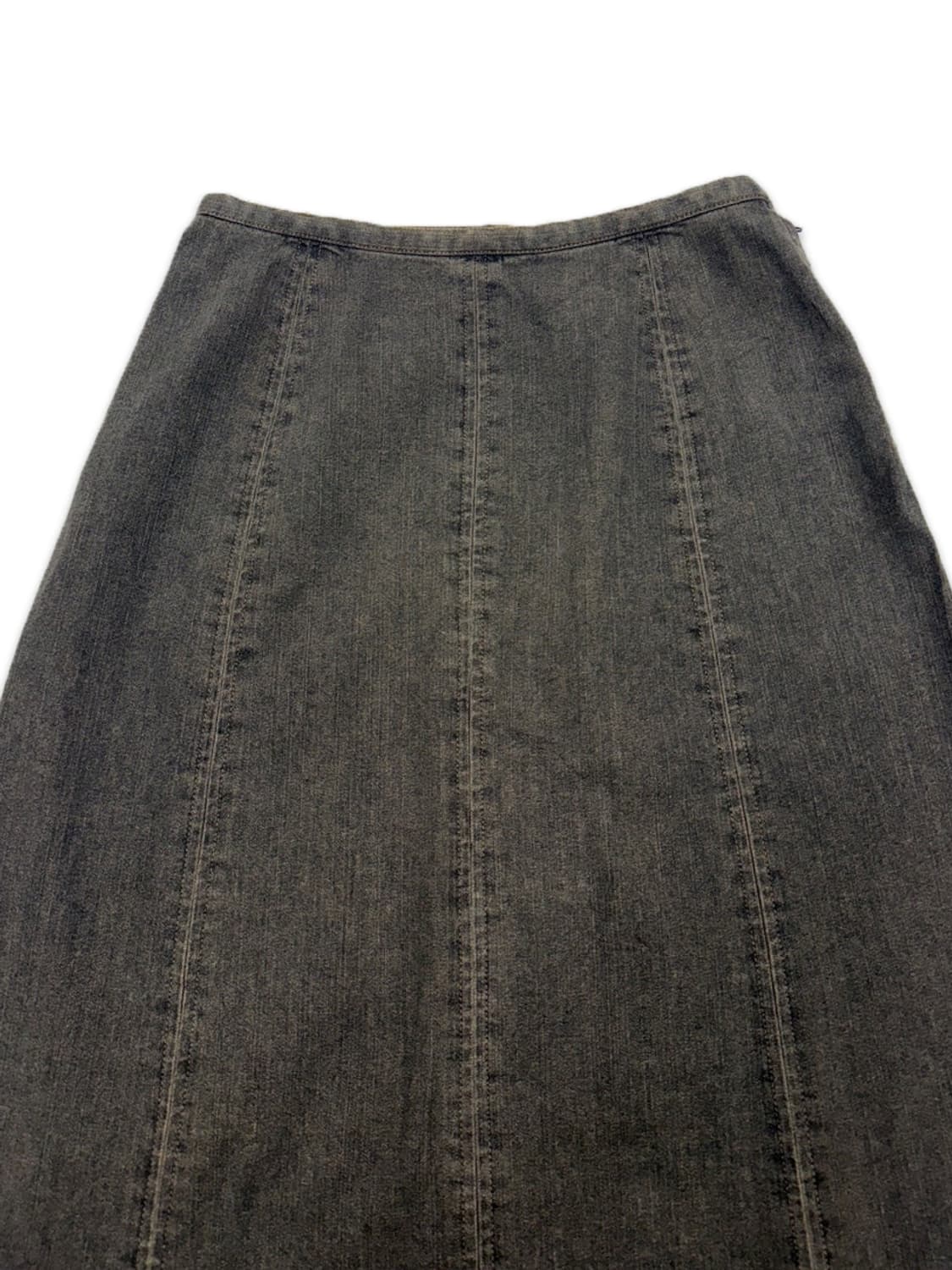 빈티지 PINORE 블랙브라운 라인 데님 롱 스커트 상품이미지3