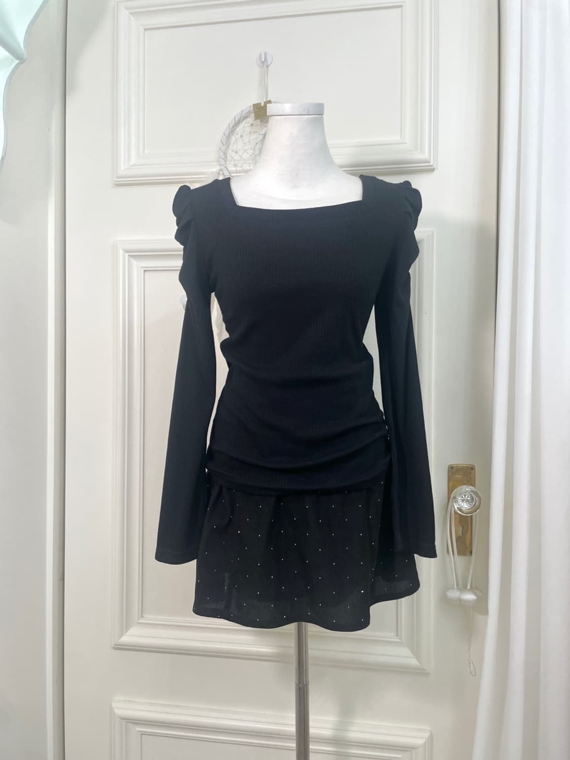 black cubic point mini skirt 상품이미지6