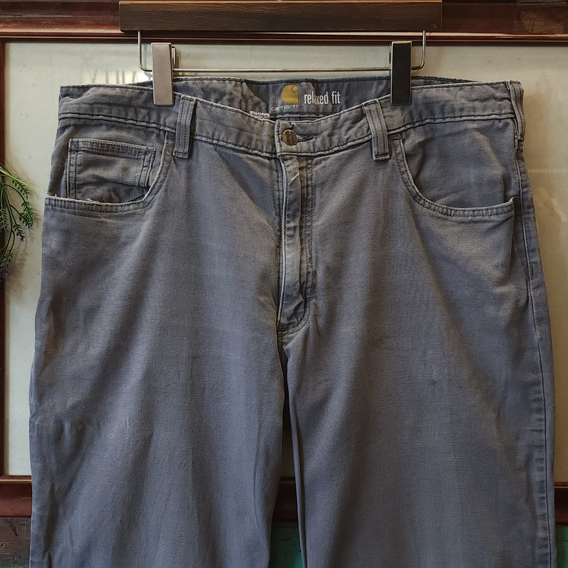 칼하트 워크팬츠 릴렉스드 핏 캔버스 팬츠 그레이 38x30 상품이미지3