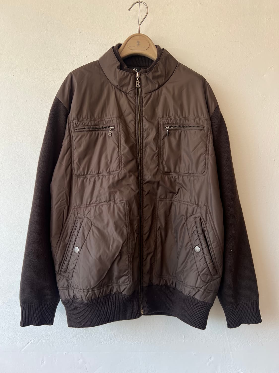 보그너 남성 브라운 울방풍집업점퍼 골프니트점퍼 상품이미지2