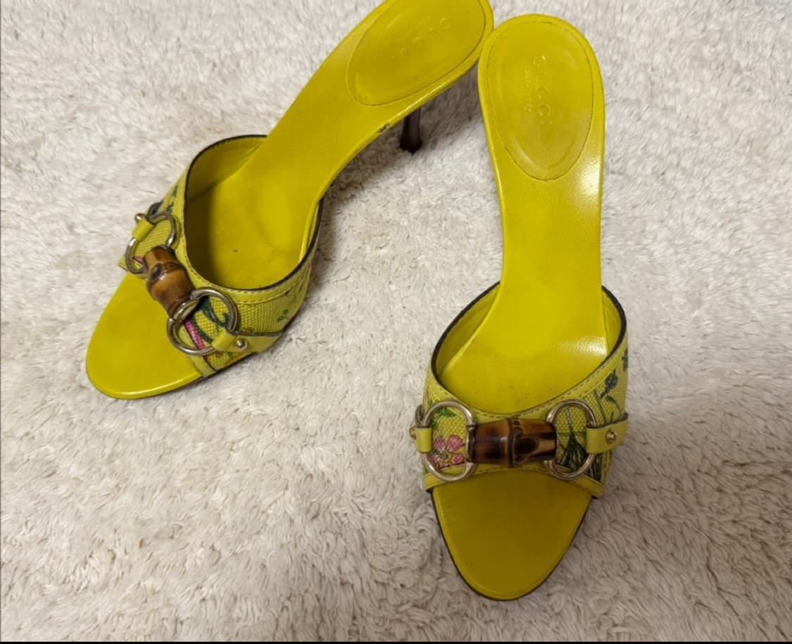 구찌Gucci 옐로우 플로럴 캔버스 뱀부 뮬  상품이미지2