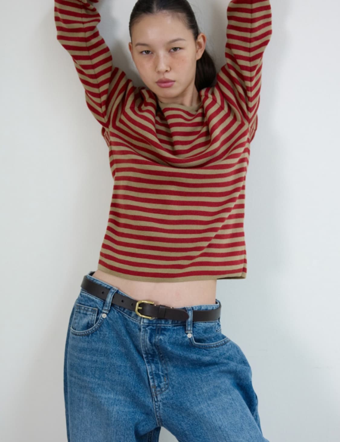 포니테일 ponytail combi striped knit t-shirt 상품이미지1