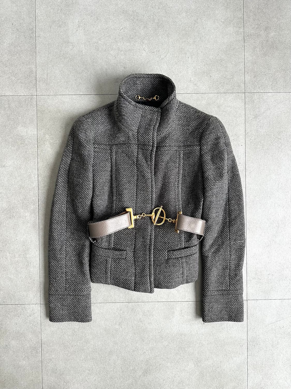 구찌 2011 헤링본 홀스빗 벨트 자켓 상품이미지1
