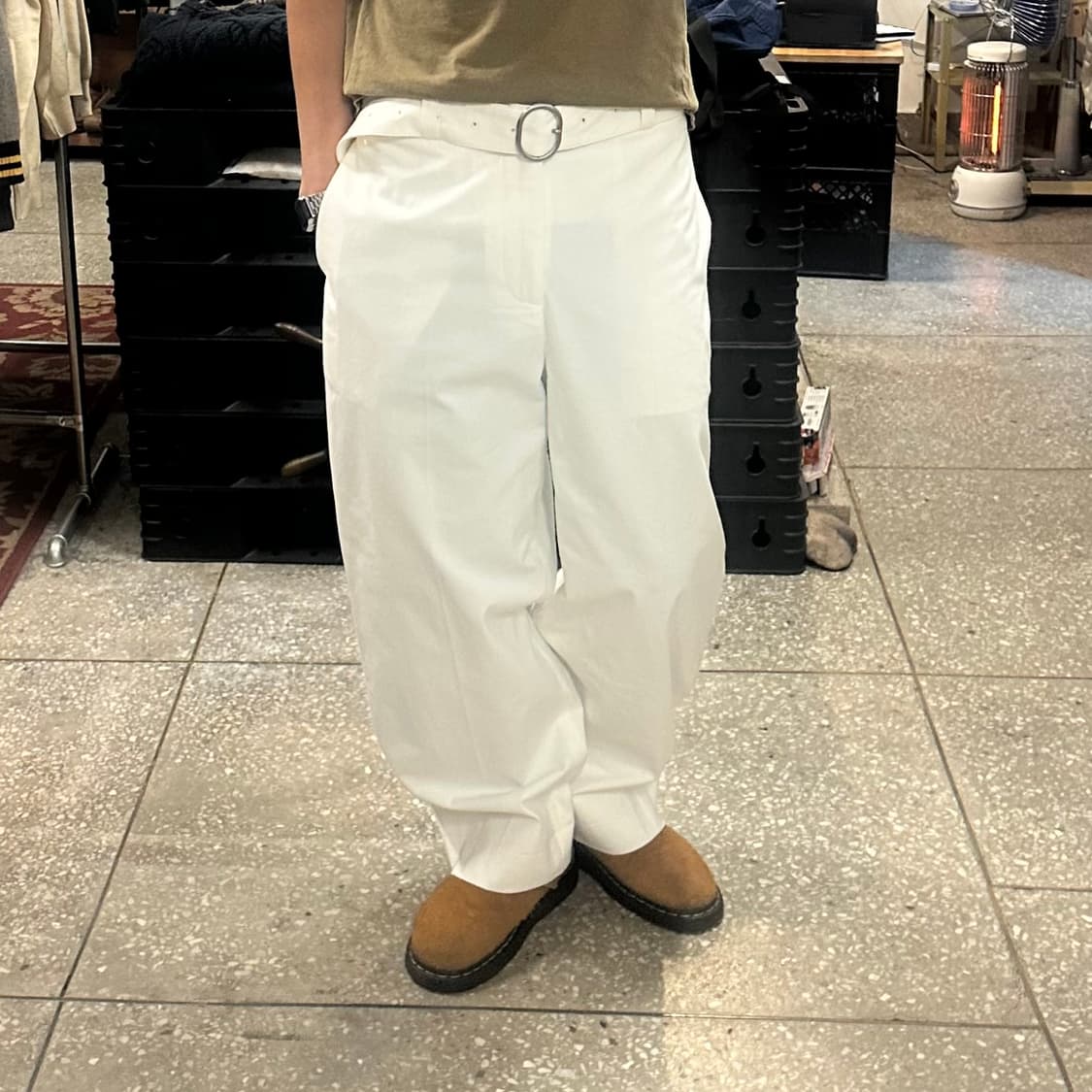 24ss 질 샌더 링 벨티드 와이드 코튼 팬츠 상품이미지5