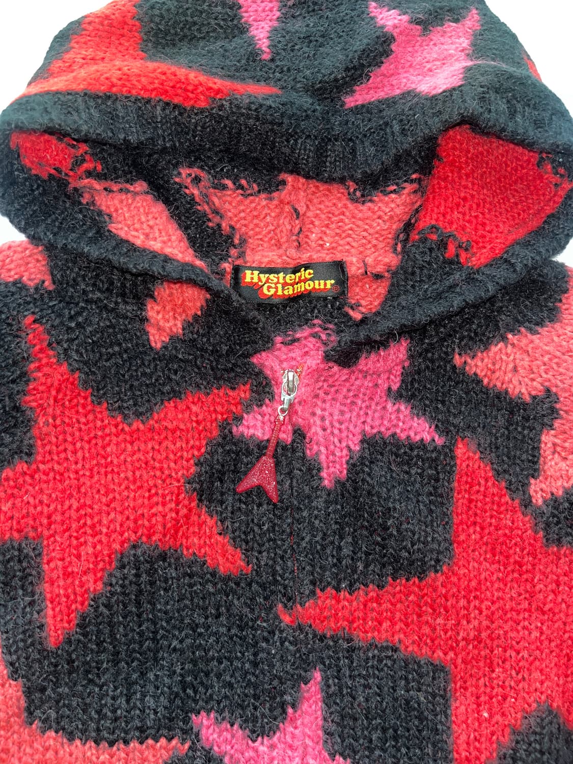 히스테릭 글래머 아카이브 별 스타 패턴 기타 참 니트 후드집업 자켓 상품이미지2