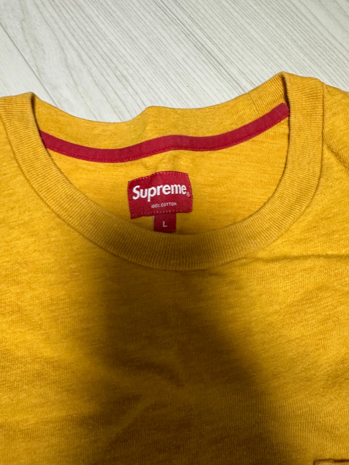 슈프림 옐로우 반팔 티셔츠 (파리 슈프림 구매) 상품이미지2