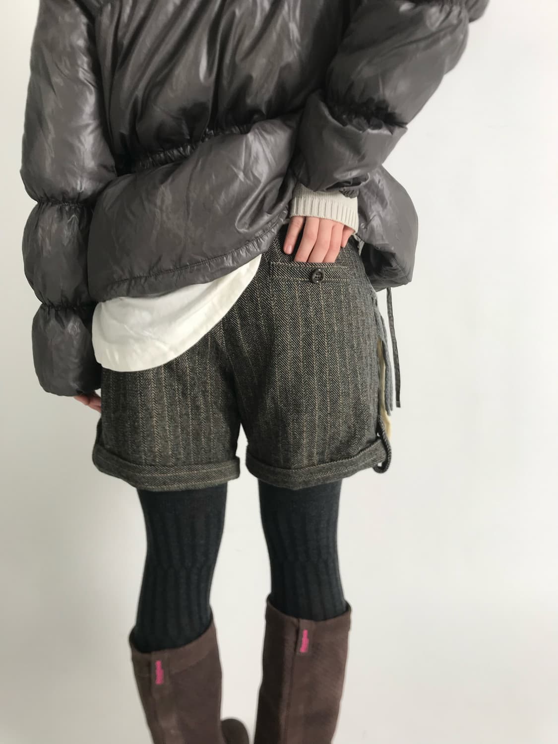 Wool check roll-up half pants 상품이미지2