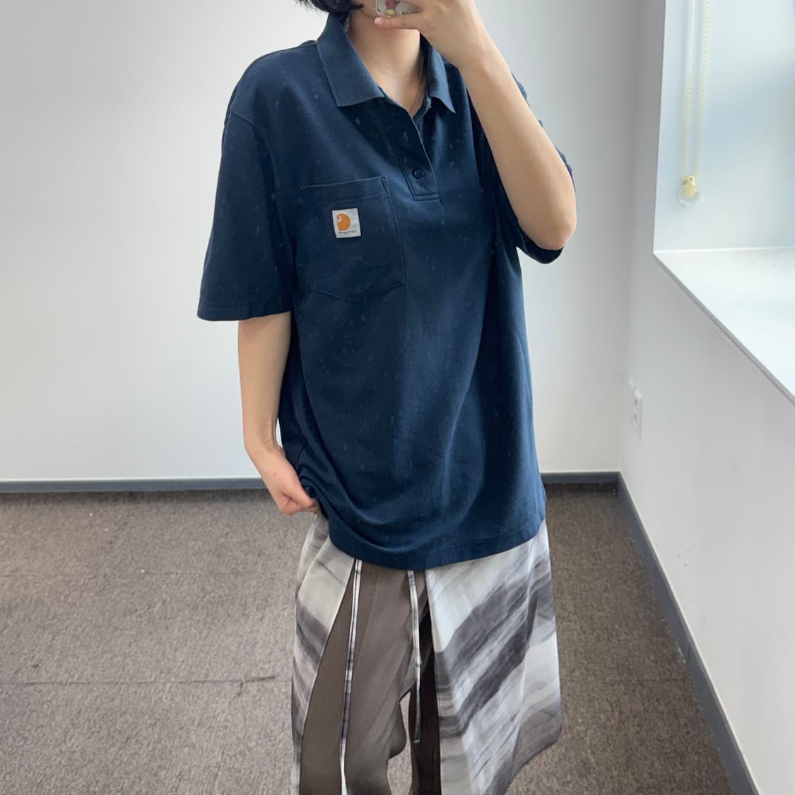 Carhartt 칼하트 네이비 카라 반팔티 상품이미지2